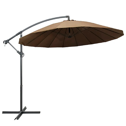 vidaXL Parasol suspendu avec poteau taupe 3 m