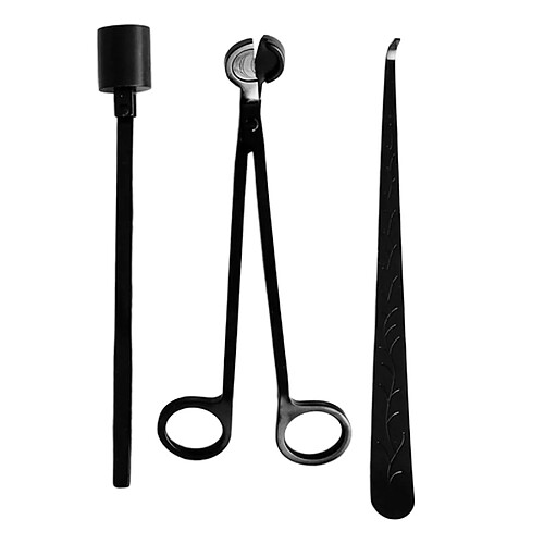 Bougie Soins Kit, Mat Noir Bougie Outils Ensemble Comprend Mèche Trimmer, Wick Ourse, et Cloche Éteignoir pour les Amoureux de Bougie