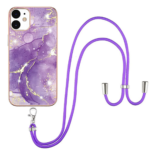 Coque en TPU antichoc, IML IMD, marbre électroplaqué Violet 002 pour votre iPhone 12/12 Pro 6.1 pouces