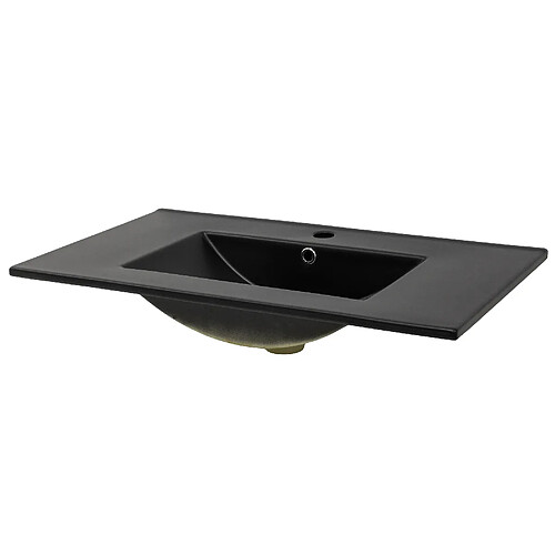 ML DESIGN MODERN LIVING Lavabo en céramique noir mat vasque encastrer pour salle de bain 810x470x175 mm