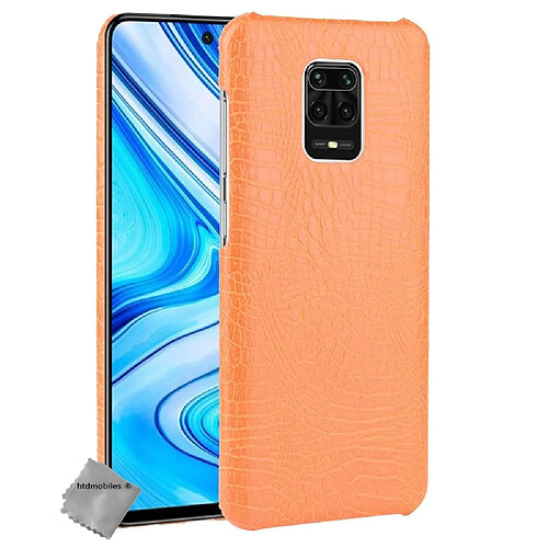 Htdmobiles Coque rigide simili cuir crocodile pour Xiaomi Redmi Note 9 Pro + verre trempe - ORANGE