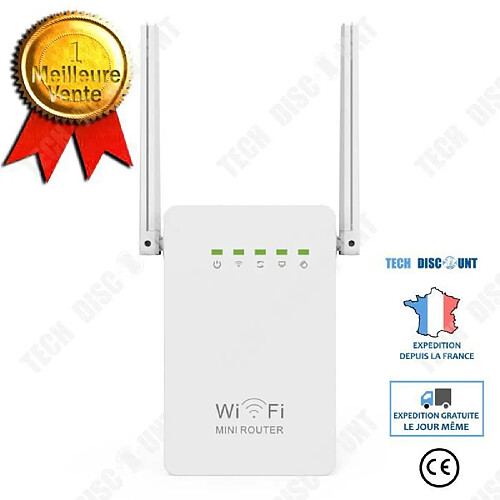 Tech Discount TD® Répéteur sans fil 300M double antenne double port réseau amplificateur de signal WIFI amplificateur de routage prolongateur