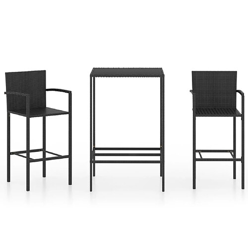 Maison Chic Table de bar et chaises d'extérieur 3 pcs,Ensemble de bar de jardin pour relax Résine tressée Noir -GKD584663