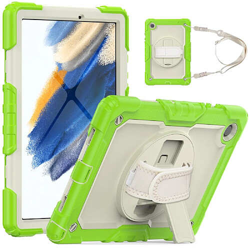 Coque en silicone avec béquille pivotante et bandoulière vert jaunâtre pour votre Samsung Galaxy Tab A8 10.5 (2021) Wi-Fi SM-X200/LTE SM-X205