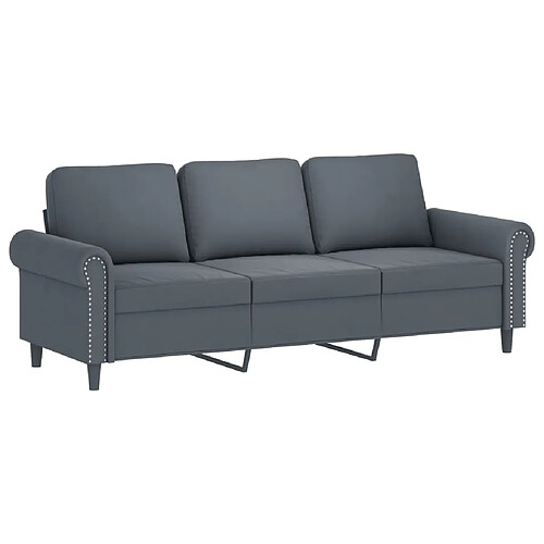 Maison Chic Canapé à 3 places,Canapé droit,Sofa de Salon,Banquette Gris foncé 180 cm Velours -GKD826205