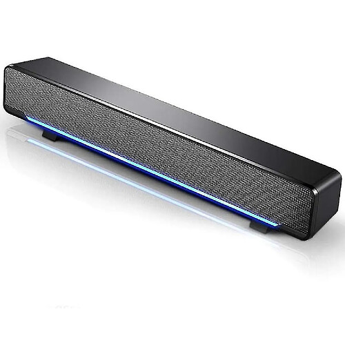 Universal Haut-parleurs YH-PC, barre de son USB Mini, subwoofer portable, boîte de musique à LED câblée avec double pilote, basse pure pour ordinateurs de bureau connectés aux ax (noir) de 3,5 mm (noir)