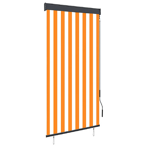 vidaXL Store roulant d'extérieur 80x250 cm Blanc et orange