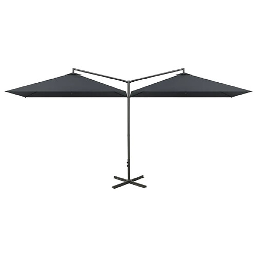 Helloshop26 Parasol double avec mât en acier 600 x 300 cm anthracite 02_0008424