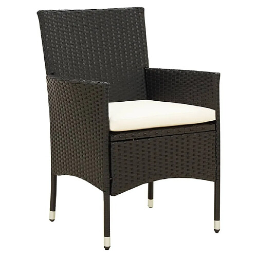 Maison Chic Lot de 2 Chaises de jardin,Fauteuil d'extérieur avec coussins Résine tressée Noir -MN52422