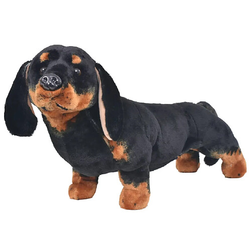 vidaXL Jouet en peluche Chien de race Dachshund Noir XXL