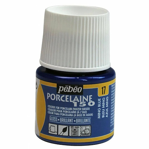 Pebeo Peinture à l'eau brillante pour porcelaine - Bleu ming - 45 ml