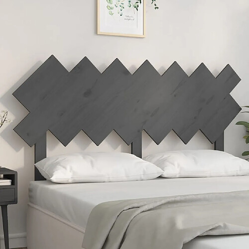 Maison Chic Tête de lit scandinave,Meuble de chambre Gris 141x3x80,5 cm Bois massif de pin -MN74733