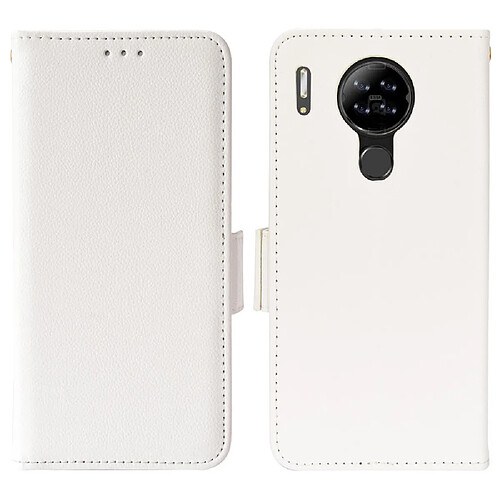 Etui en PU texture litchi, magnétique avec support, blanc pour votre Blackview A80/A80S