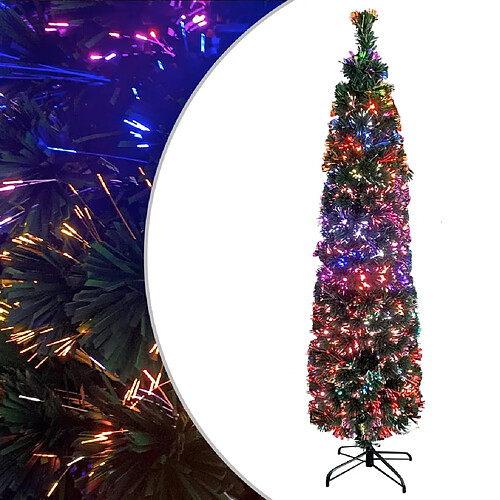 vidaXL Arbre de Noël artificiel mince et support 210 cm fibre optique