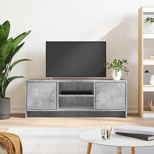 vidaXL Meuble TV gris béton 102x30x37,5 cm bois d'ingénierie