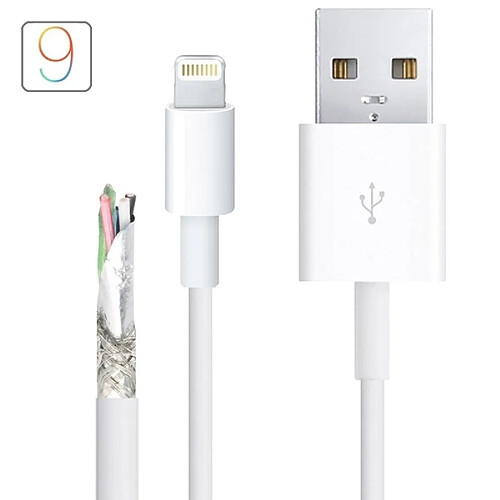 Wewoo Câble blanc pour iPhone 8/8 Plus, 7 & 7 Plus, 6 & 6 Plus, 5 & 5S & 5C, parfaitement soutenir iOS 9.0 périphérique, longueur: 1m Super qualité multibrins TPE Matériel USB Sync Données / de charge