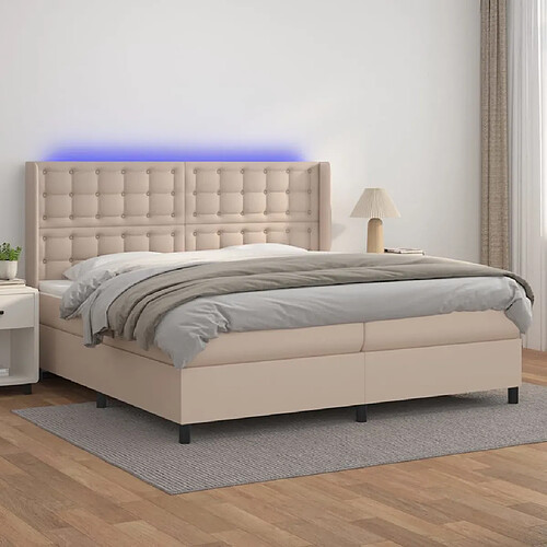 vidaXL Sommier à lattes de lit matelas LED Cappuccino 200x200 cm