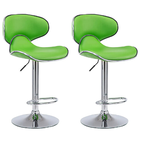 Decoshop26 Tabouret de bar chaise de bar x2 hauteur réglable avec repose pieds en synthétique vert et métal TDB10126