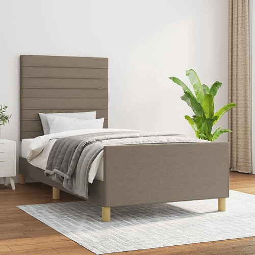 Maison Chic Lit adulte - Cadre Structure de lit avec tête de lit Contemporain Taupe 90x190 cm Tissu -MN21734