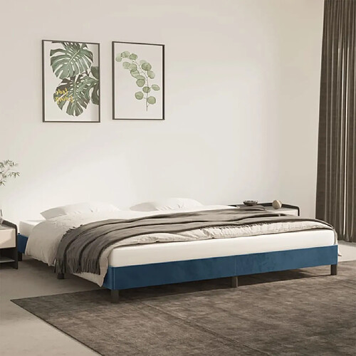 vidaXL Cadre de lit sans matelas bleu foncé 200x200 cm velours