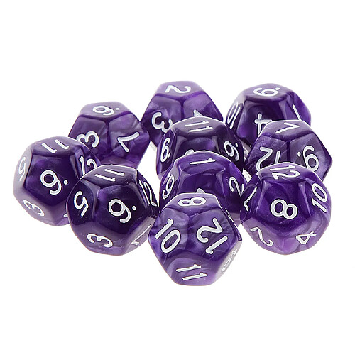 10pcs Douze Faces De Dés D12 Jouer D & D Jeux Rpg Parti Dices Purple