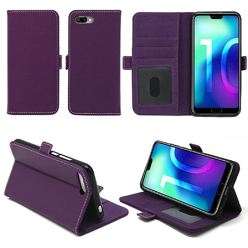 Housse Huawei Honor 10 protection Portefeuille luxe violette Style Cuir avec stand - Etui coque pour Honor 10 avec porte cartes - Accessoires pochette case XEPTIO