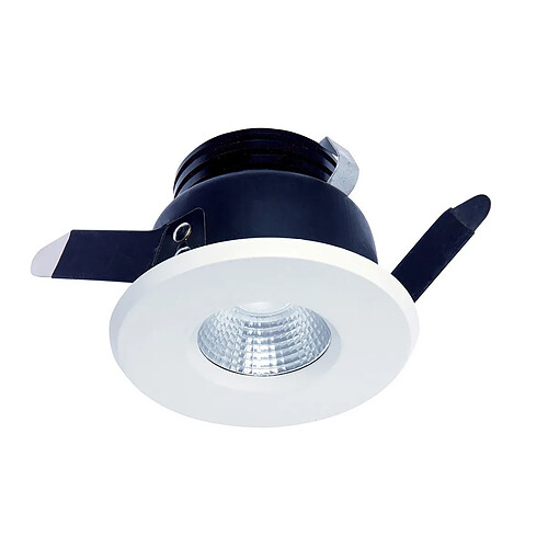 Inspired Cies Downlight 8.4cm Rond 7W COB LED 4000K, 640lm, IP54, Blanc Mat, Driver Inclus, 3 ans de Garantie