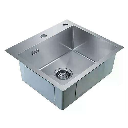 Brand 0 Évier de Cuisine 1 Bac Carré Inoxydable Brossé et Trop-Plein 50 x 45 x 18,5 cm