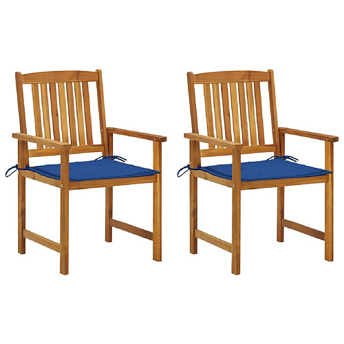 vidaXL Chaises de jardin avec coussins lot de 2 Bois d'acacia massif