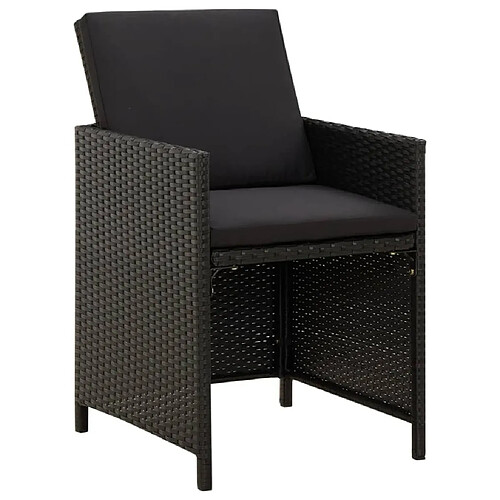 Maison Chic Lot de 4 Chaises de jardin,Fauteuil d'extérieur avec coussins Résine tressée Noir -MN45649