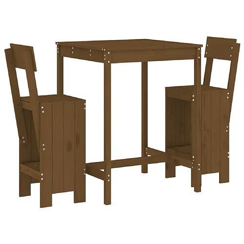 Maison Chic Table de bar et chaises d'extérieur 3 pcs,Ensemble de bar de jardin pour relax marron miel bois pin massif -GKD578487