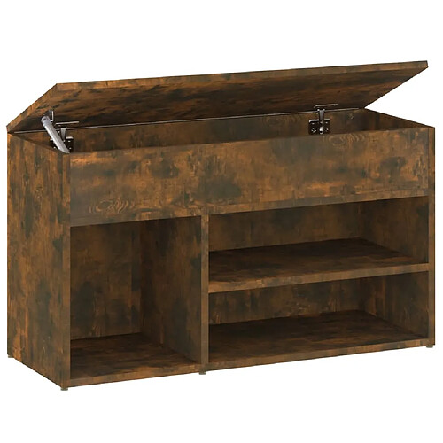 Maison Chic Banc à chaussures | Meuble de rangement à chaussures Meuble d'Entrée Chêne fumé 80x30x45 cm Bois d'ingénierie -MN86562