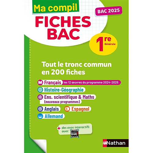 Ma compil fiches bac 1re générale : tout le tronc commun en 200 fiches : bac 2025