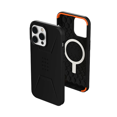 Urban Armor Gear UAG Civilian Housse Compatible avec Apple iPhone 14 Pro Max [Wireless Charging/magnétiquement Compatible, Résistante aux Chutes, Bord surélevé] Noir