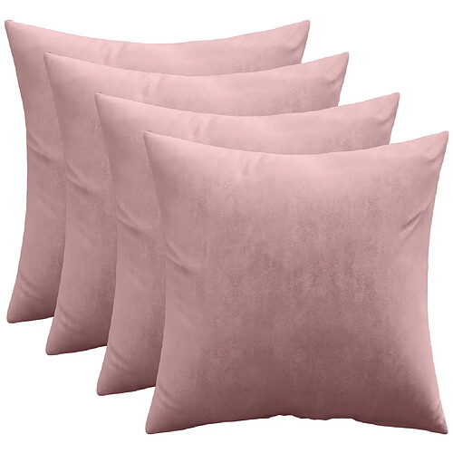 ICONIK INTERIOR Lot de 4 coussins en velours - housse et garnissage - Mesmal Rose Or