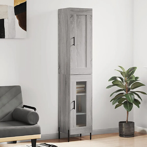 vidaXL Buffet haut Sonoma gris 34,5x34x180 cm Bois d'ingénierie