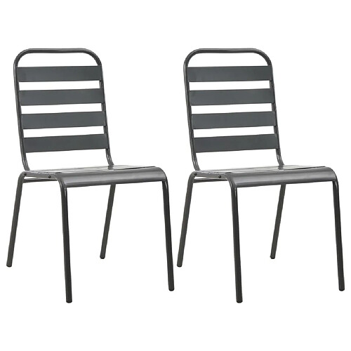 Maison Chic Lot de 2 Chaises empilables de d'extérieur Acier Gris -GKD93915