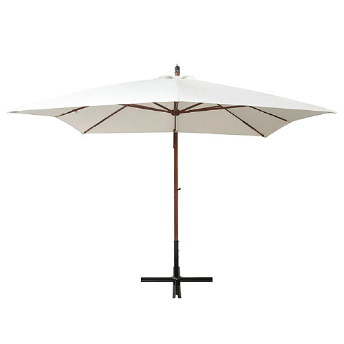 Maison Chic Parasol Jardin | Parasol 300 x 300 cm Poteau en bois Blanc - GKD61294