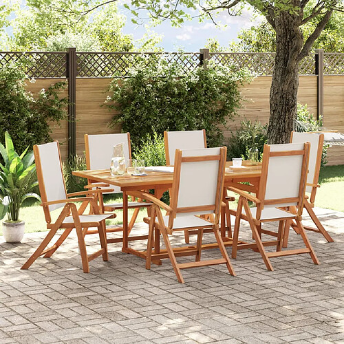 vidaXL Ensemble à Manger de jardin 7pcs bois d'acacia solide textilène