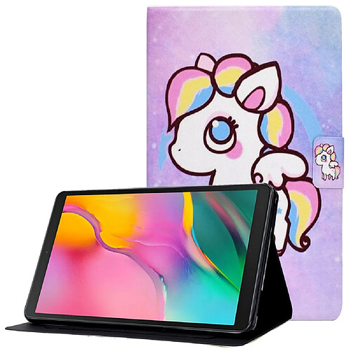 Etui en PU anti-chute avec support et porte-carte pour votre Samsung Galaxy Tab A 10.1 (2019) T510/T515 - Poney coloré