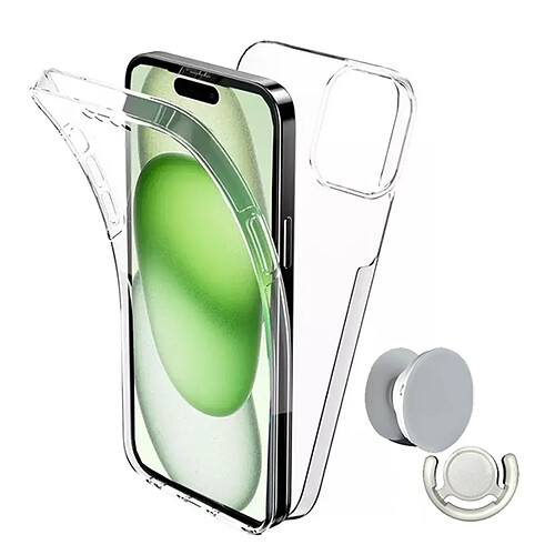 Kit Housse 3X1 Protection Impact 360° + 1 Gripholder + 1 Support Gripholder Blanc Phonecare Pour Apple iPhone 16 Pro - Transparent/Blanc