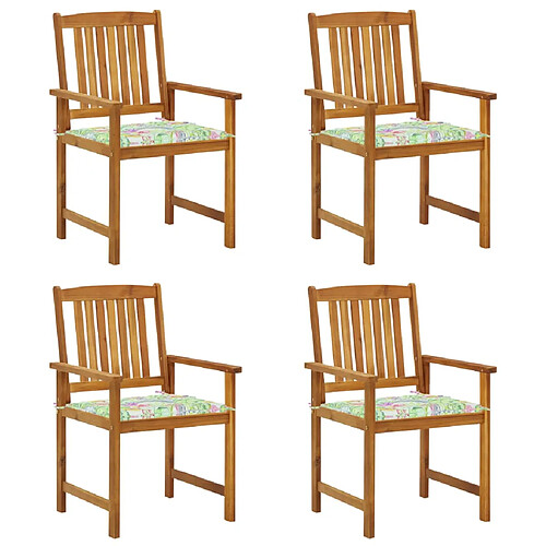 vidaXL Chaises de jardin avec coussins lot de 4 Bois d'acacia massif