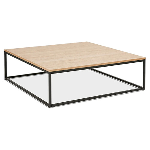 Alterego Grande table basse style industriel 'TRIBECA' en bois finition naturelle et métal noir