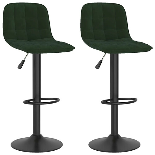 vidaXL Tabourets de bar 2 pcs Vert foncé Velours