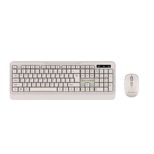 Kit clavier et souris sans fil Tellur Green, 2,4 GHz, récepteur nano, crème