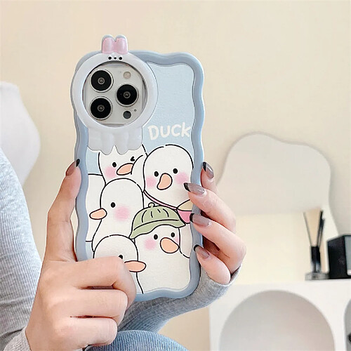 GUPBOO Étui pour iPhone13 Étui de téléphone portable créatif simple gros canard blanc blush anti-chute doux