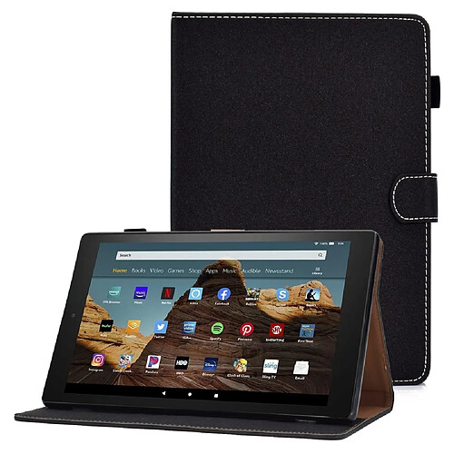 Etui en PU magnétique avec support et porte-cartes pour votre Amazon Fire HD 10 (2015)/(2017)/(2019) - noir