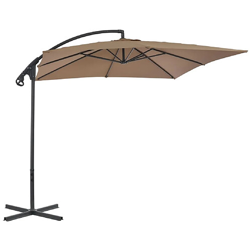 Helloshop26 Parasol meuble de jardin en porte-à-faux avec poteau en acier 250 x 250 cm taupe 02_0008631