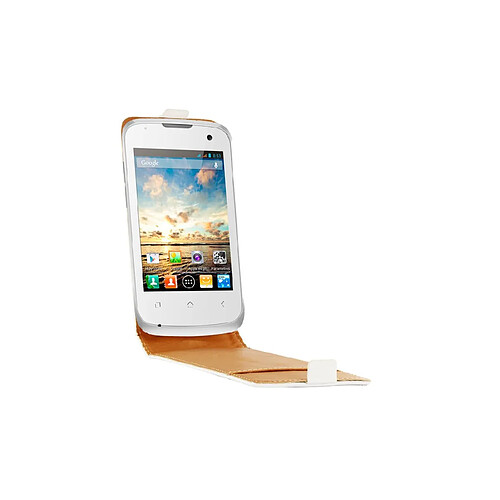 SWISS CHARGER Etui cuir blanc véritable pour Wiko Cink +