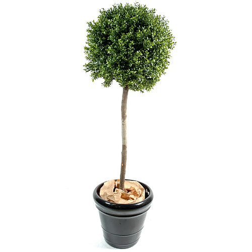 Pegane Plante artificielle haute gamme Spécial extérieur / Buis boule coloris vert - Dim : H.140 x D.50 cm